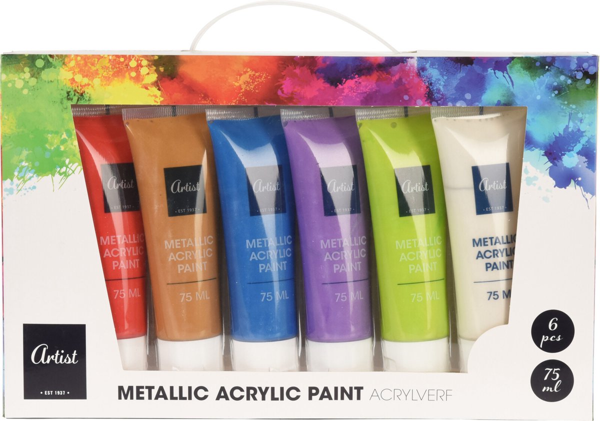 metallic verf acrylic paint - 6 x 75 ml