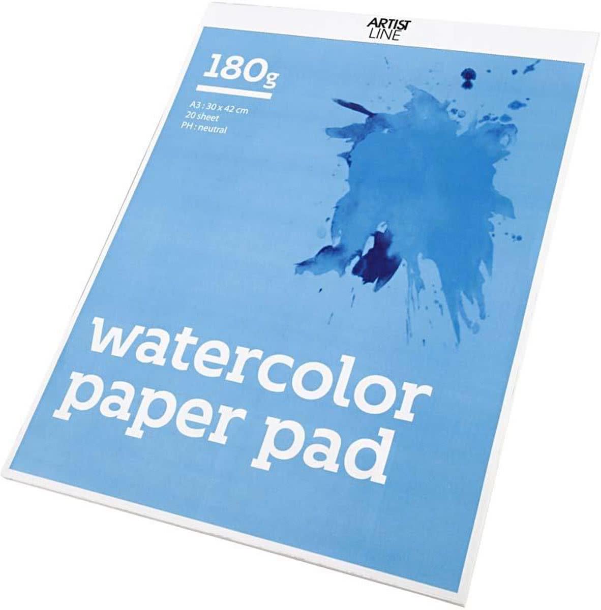 Aquarelblok, A3 30x42 cm, wit, 20 vellen
