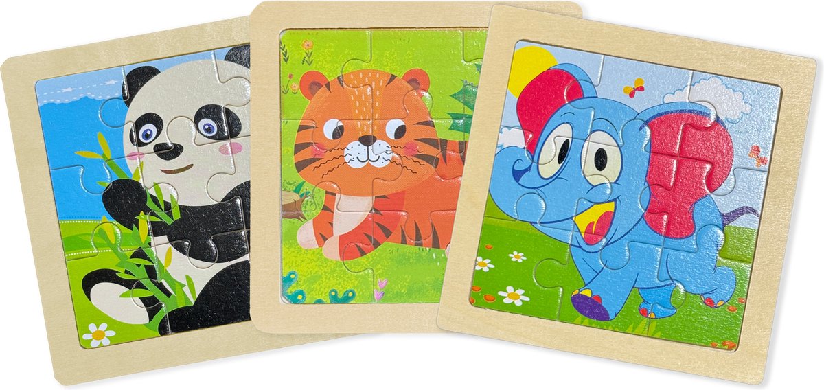 Kinderpuzzel Dier - Puzzel 9 stukjes - houten puzzel - Dieren - Houten kinderpuzzel
