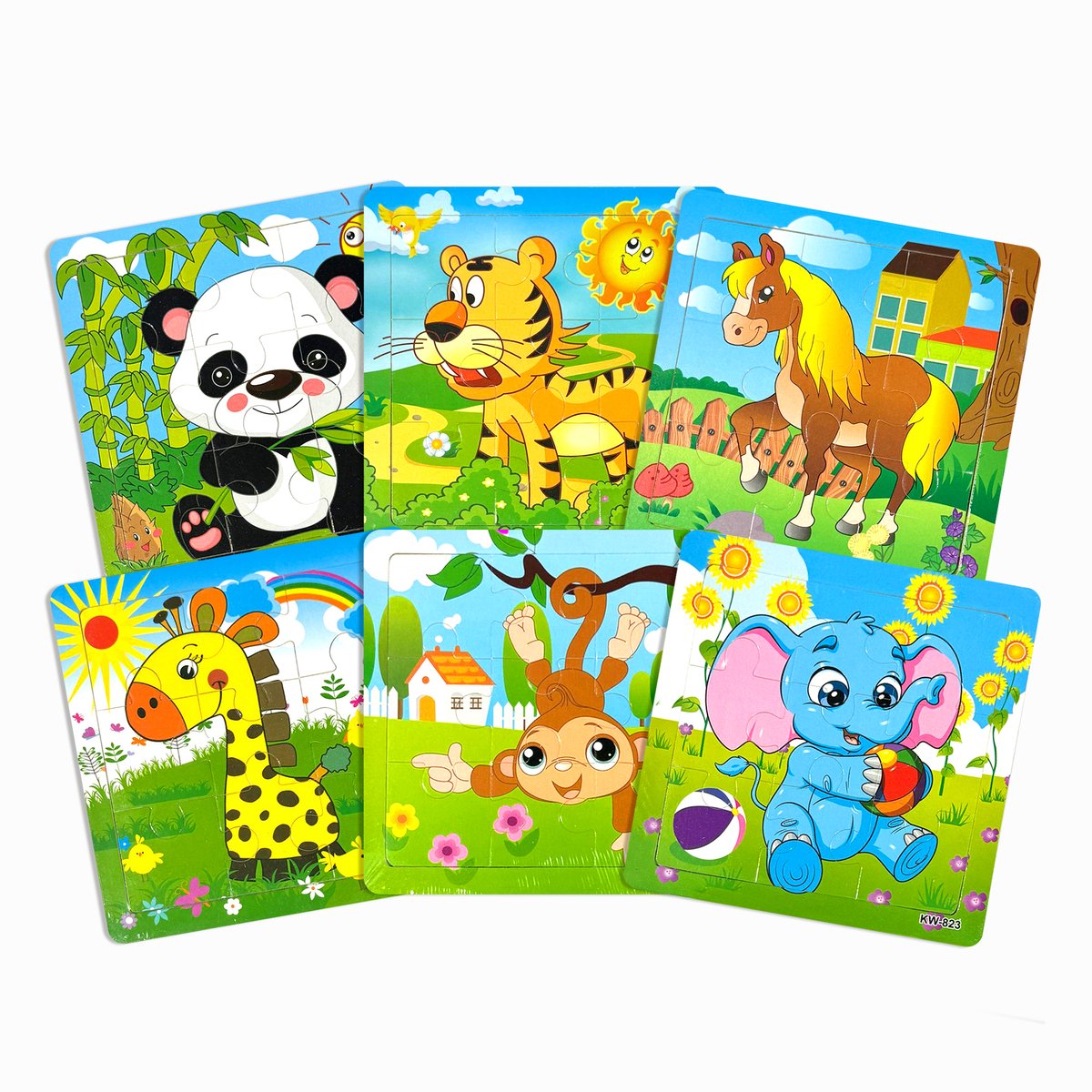 Kinderpuzzel Hout - Puzzel 9 stukjes - 6 puzzels - Puzzel voor peuter - Houten Puzzel - Kinderspeelgoed - Uitdeelcadeaus - Cadeau - Jongen - Meisje - Speelgoed - 1 jaar - 2 jaar - 3 jaar - Kleuter - Dreumes