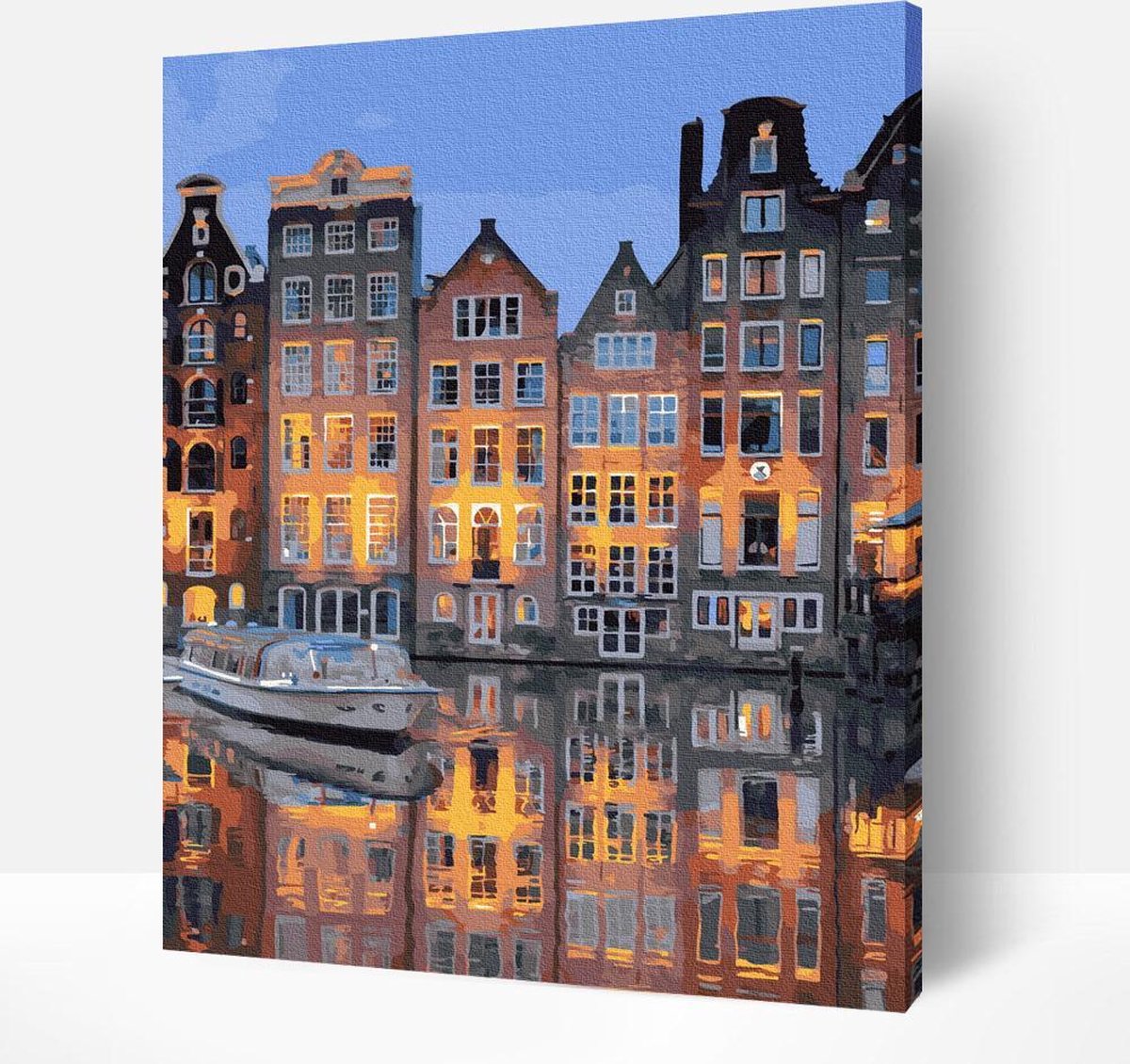 Arty Bee® Schilderen Op Nummer Volwassenen - Paint By Number - Hobby Pakket op Frame met Vernis - Amsterdam Bij Nacht 40x50cm