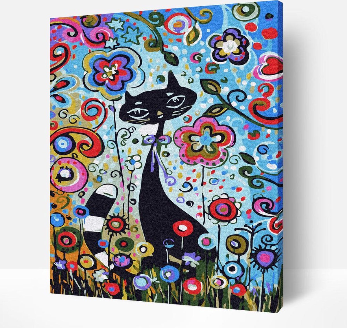 Arty Bee® Schilderen Op Nummer Volwassenen - Paint By Number - Hobby Pakket op Frame met Vernis - Bloemen Kat 40x50cm