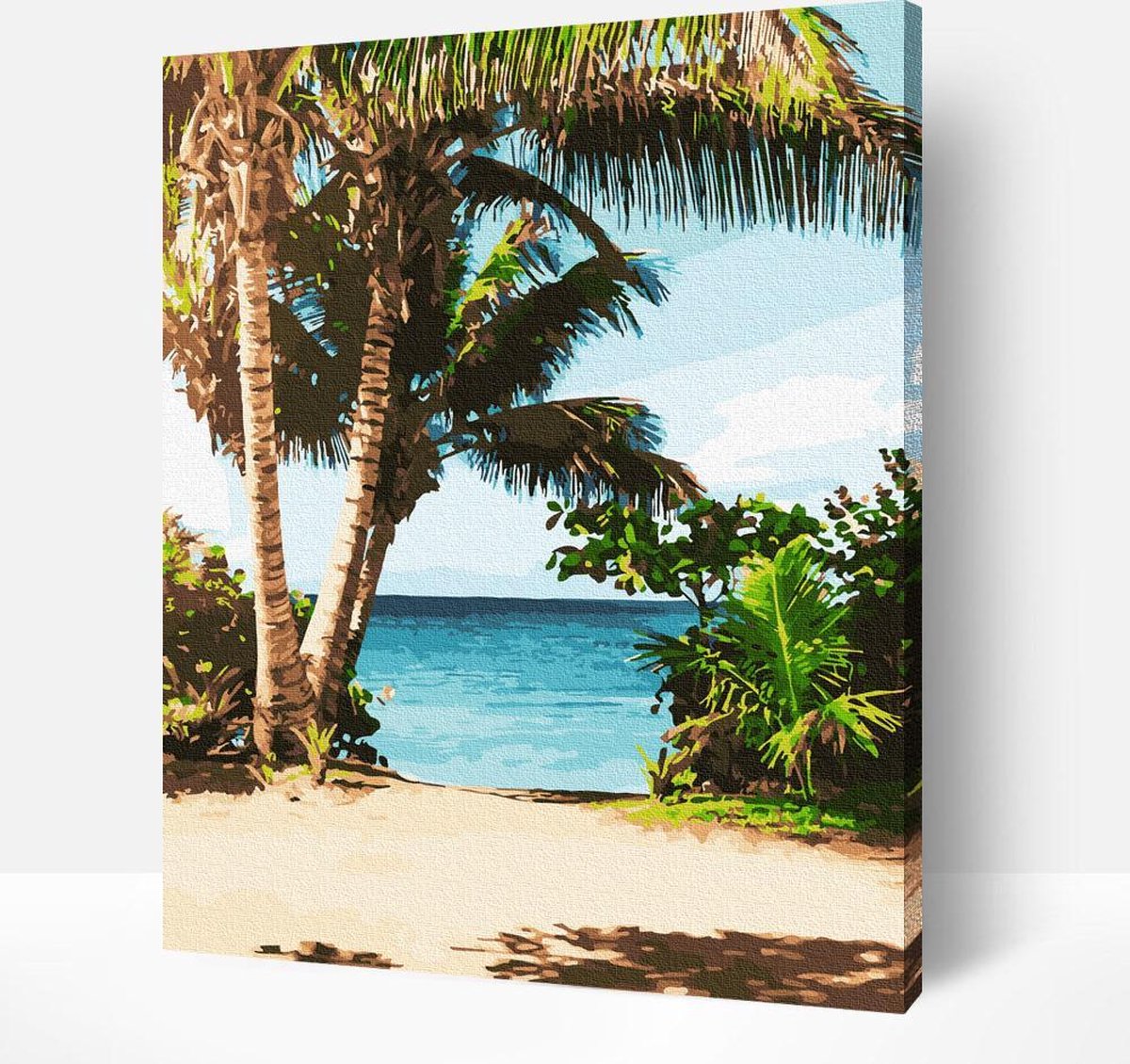 Arty Bee® Schilderen Op Nummer Volwassenen - Paint By Number - Hobby Pakket op Frame met Vernis - Palmboom Strand 40x50cm