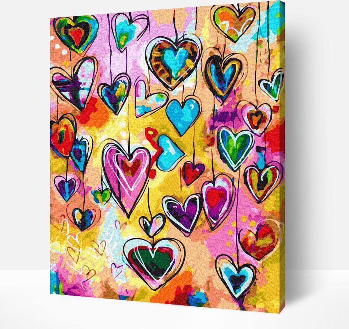 Schilderen Op Nummer Volwassenen - Paint By Number - Hobby Pakket op Frame met Vernis - Arty Harten 40x50cm