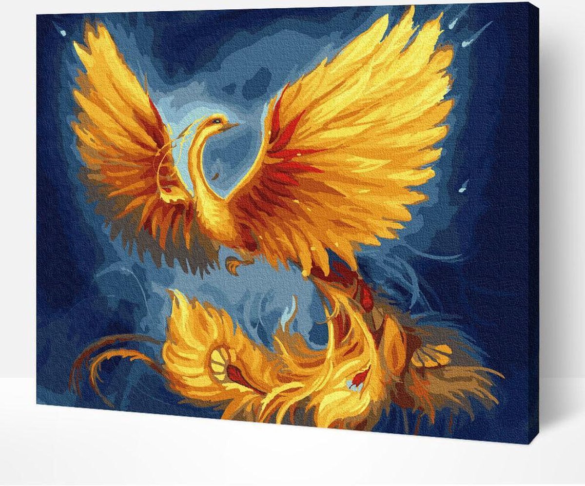 Schilderen Op Nummer Volwassenen - Paint By Number - Hobby Pakket op Frame met Vernis - Feniks 50x40cm