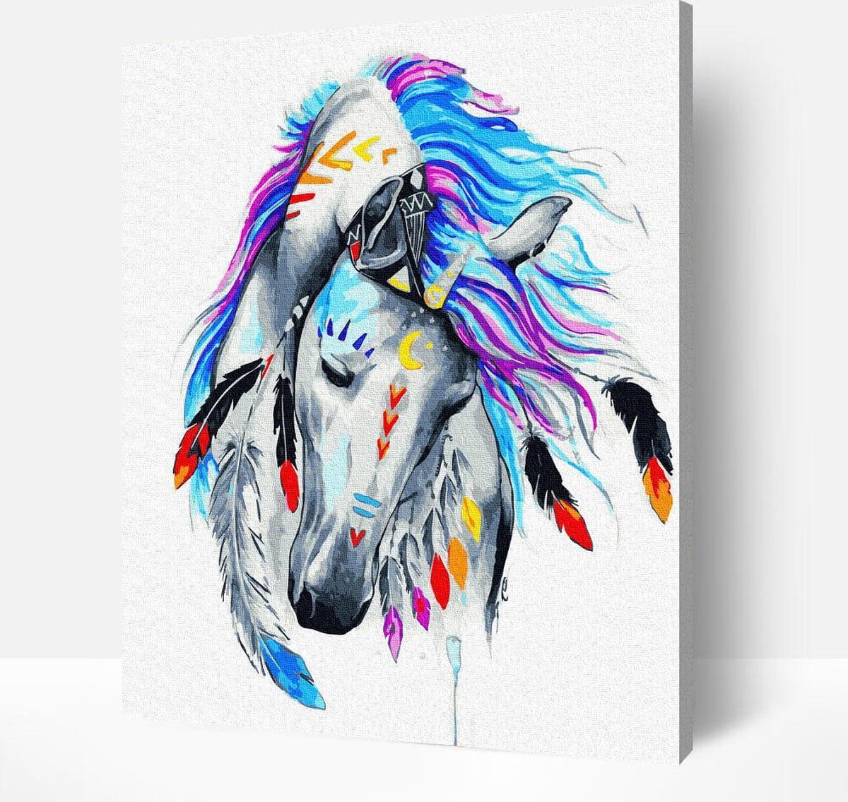 Schilderen Op Nummer Volwassenen - Paint By Number - Hobby Pakket op Frame met Vernis - Spirit Horse 40x50cm