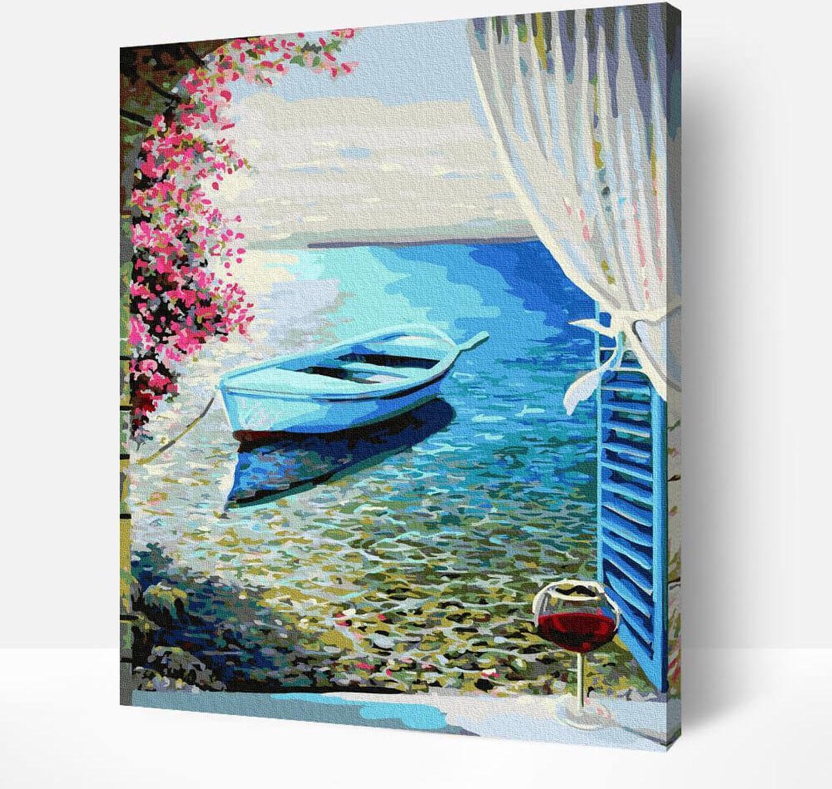 Schilderen Op Nummer Volwassenen - Paint By Number - Hobby Pakket op Frame met Vernis - Zeezicht Zijde 40x50cm