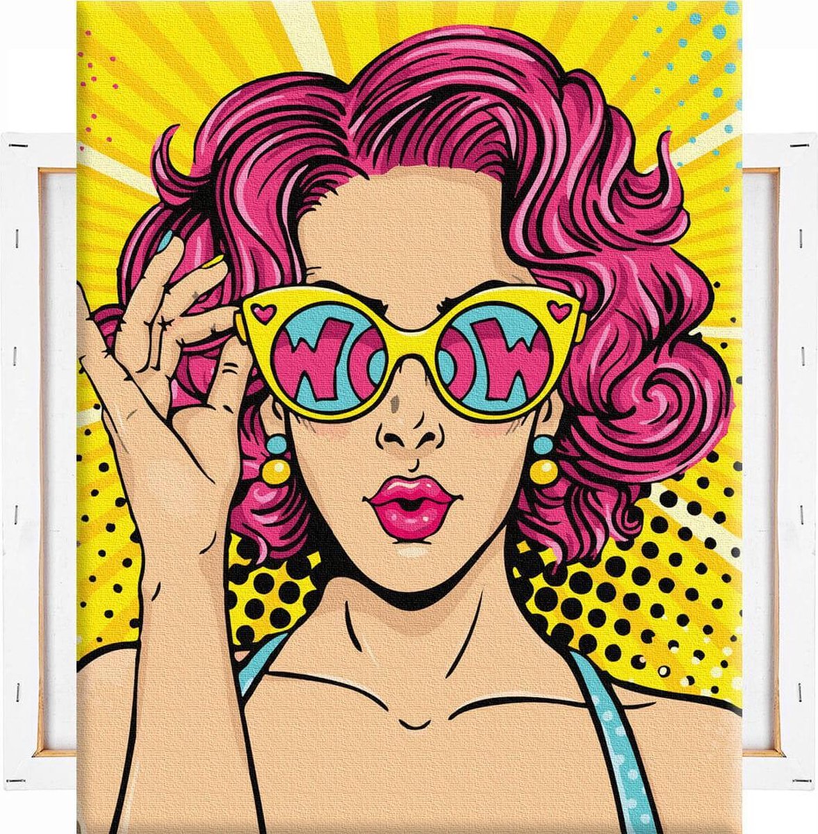 Schilderen Op Nummer Volwassenen DIY Paint By Number Compleet Hobby Pakket op Frame met Vernis - ®Arty Bee - Wow Woman 40x50cm