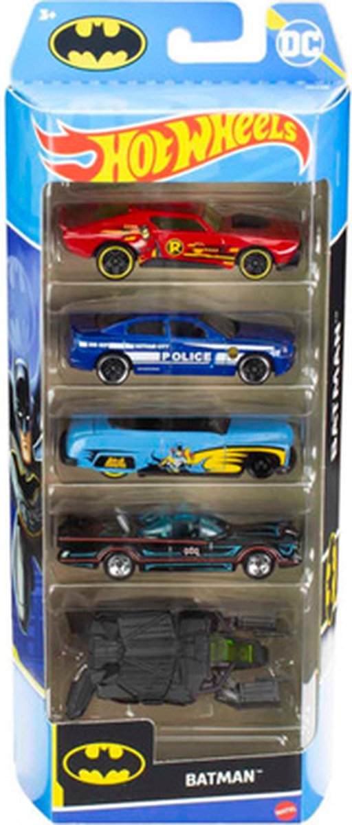 Hot Wheels - The Batman - 5 pack - Collectors Edition - Batmobile - o.a. Dodge Charger - TV series Batmobile - The Bat - Dark Knight