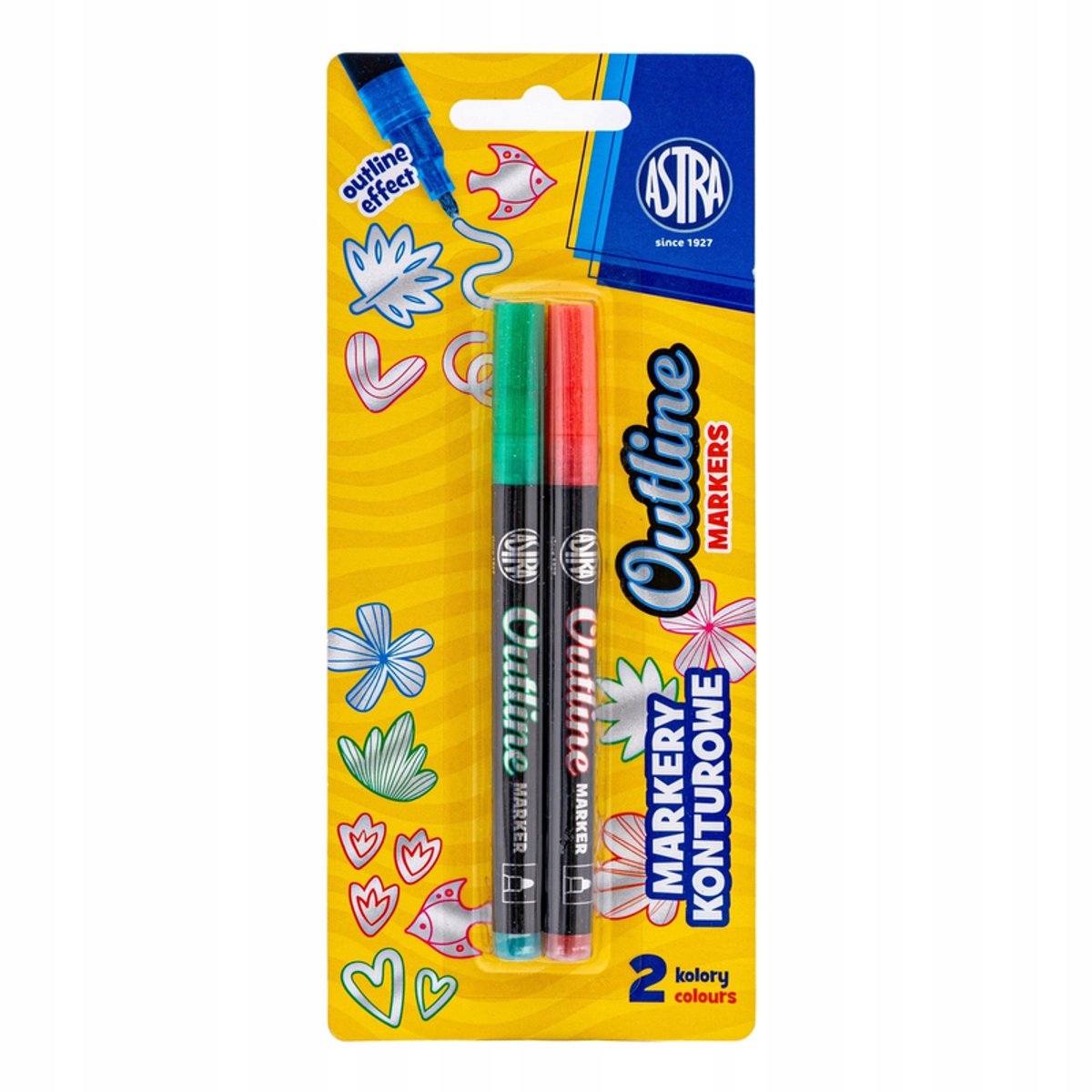 Astra Metallic Contour Markers Zilver met Rand, 2 Kleuren