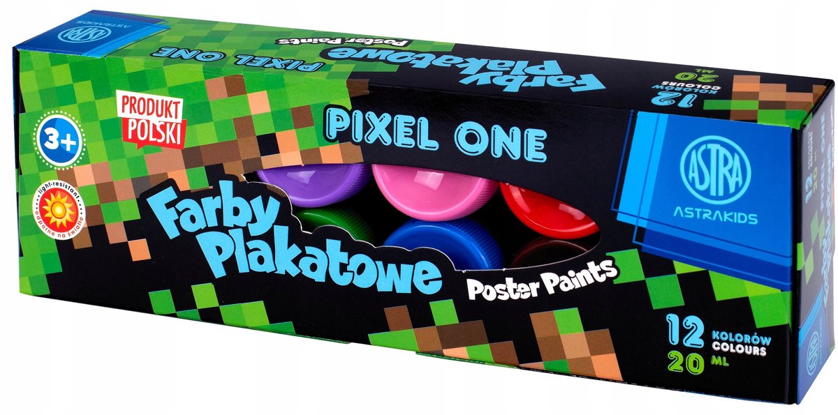 Astra Plakkaatverf Pixels Spel 12 Kleuren 20 ml