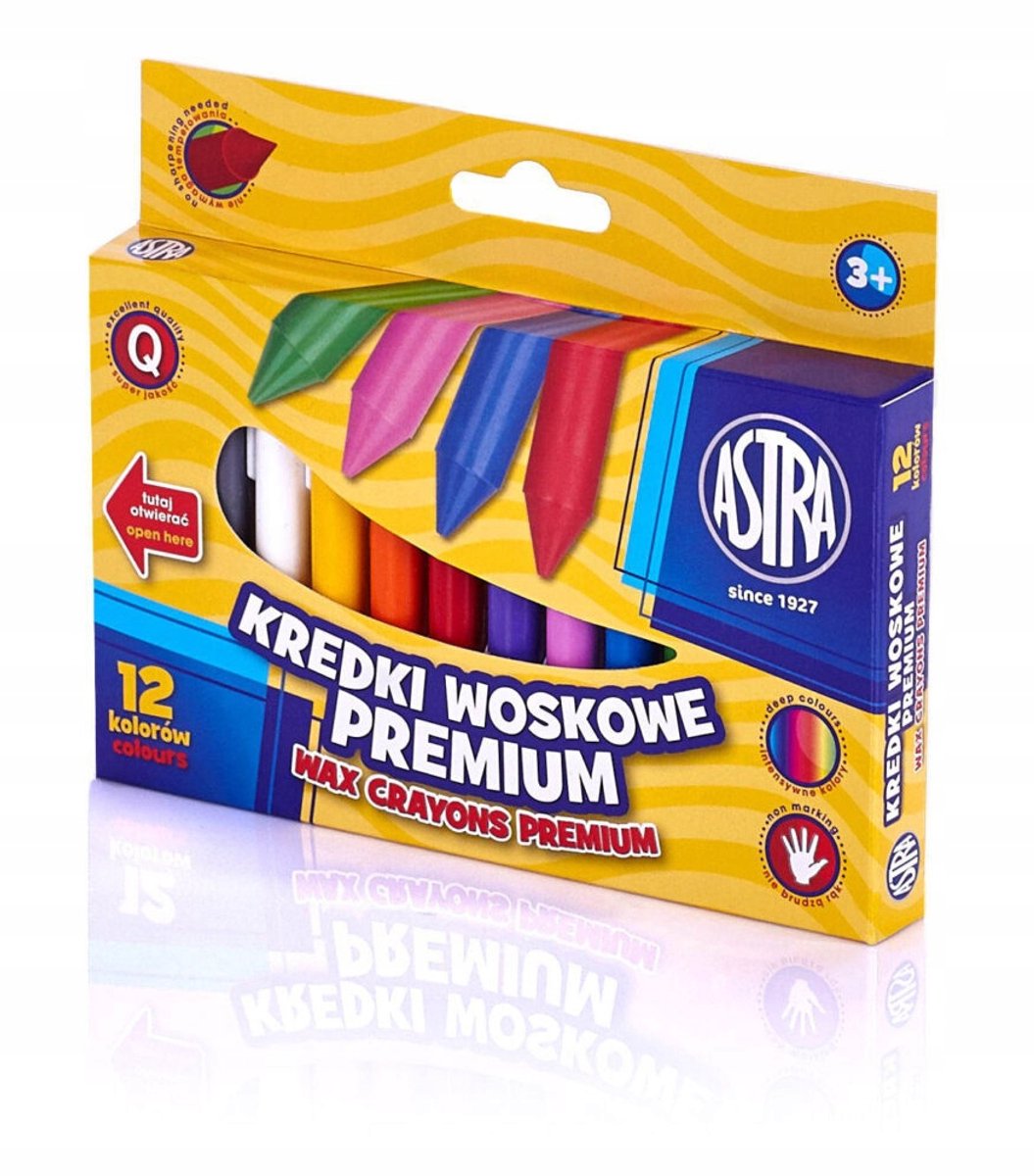 Astra Wasco Crayons 12 levendige kleuren - duurzaam en vlekvrij