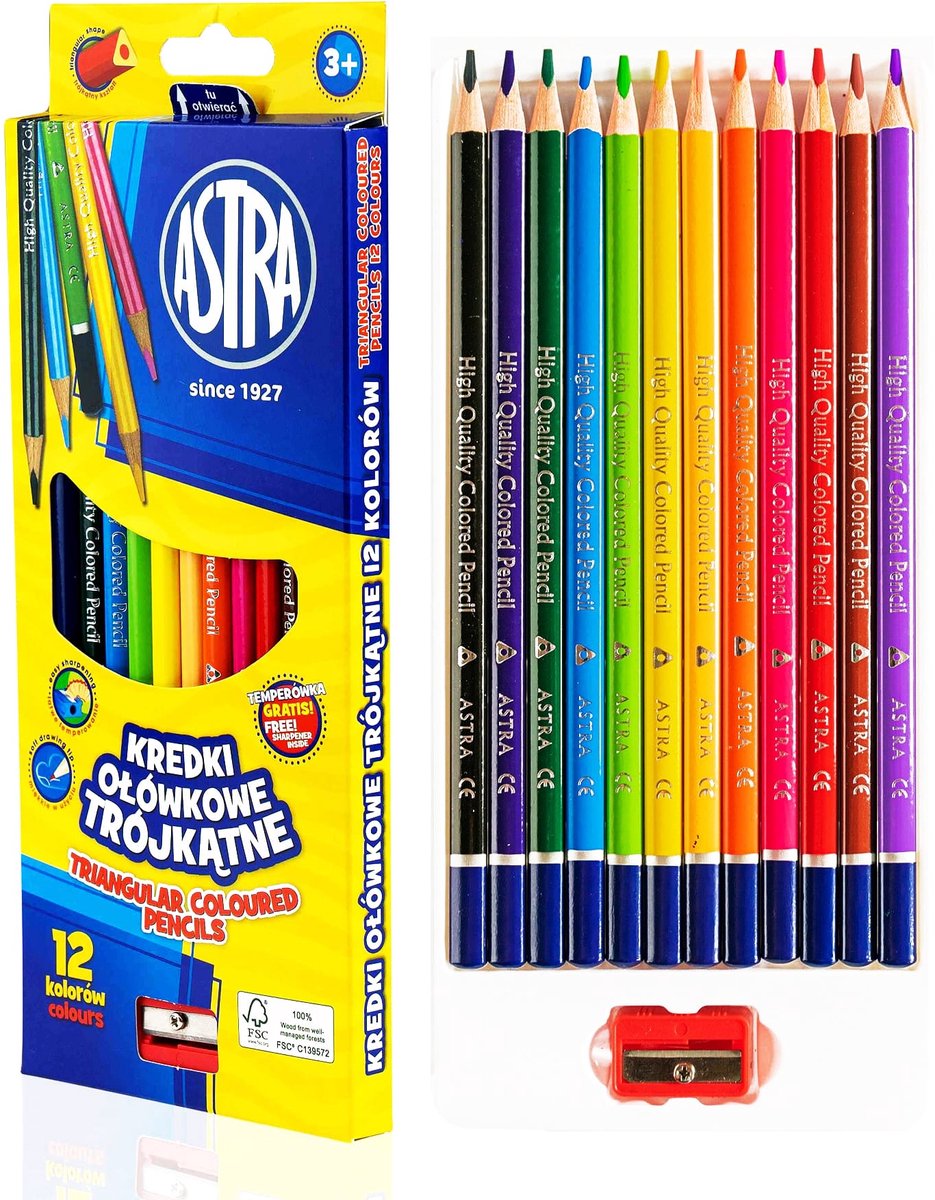 Driehoekige kleurpotloden 12 kleuren