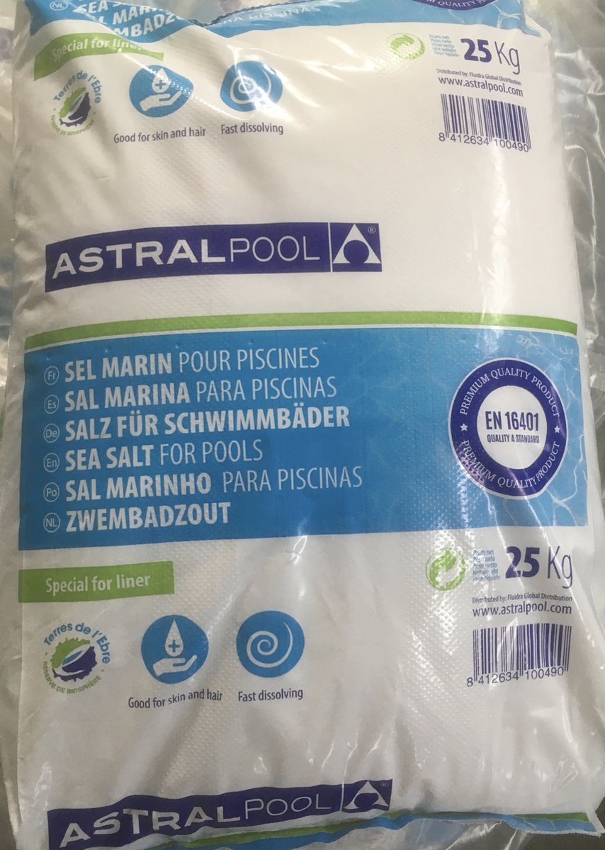 Astral Pool zeezout voor Zwembad zout, Vijverzout, Diervoederzout 25kg