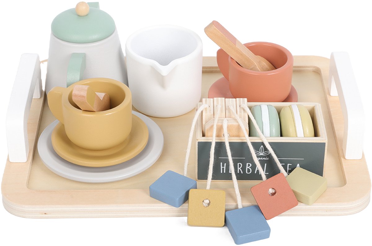 Atan houten theeservies speelgoed - duurzaam houten theeset voor kinderen.