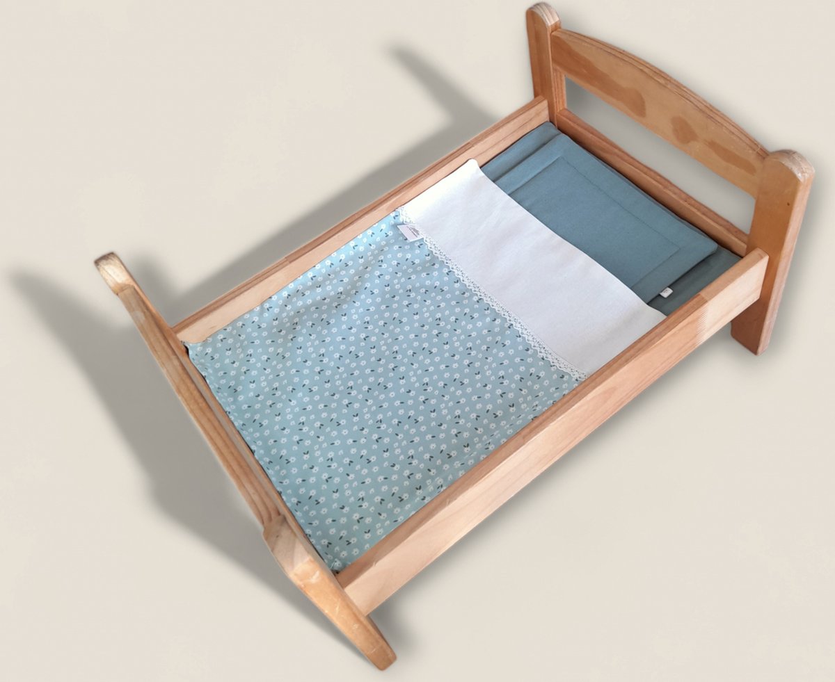 poppenbed set roze bloemen