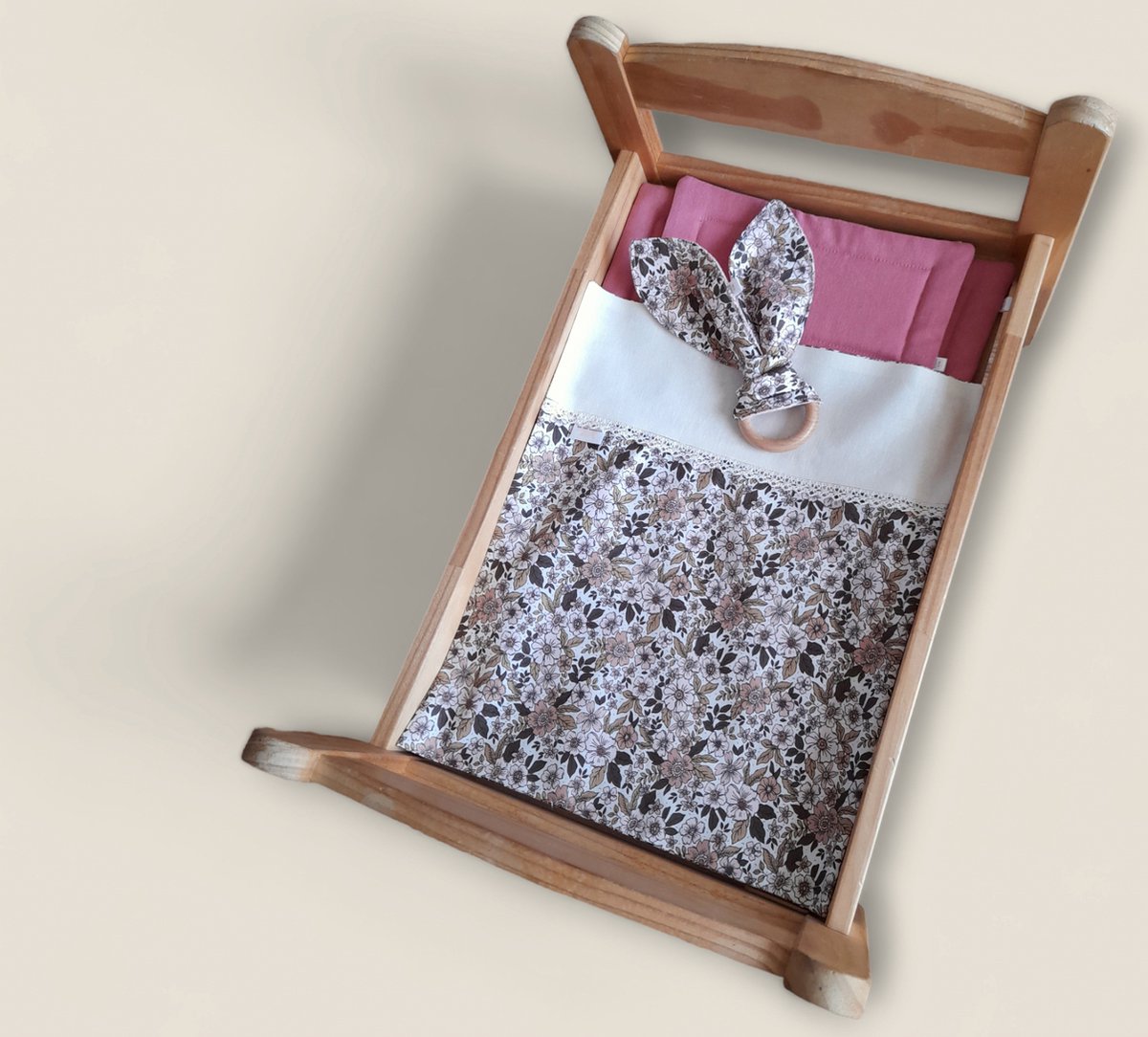 poppenlaken roze bloemen