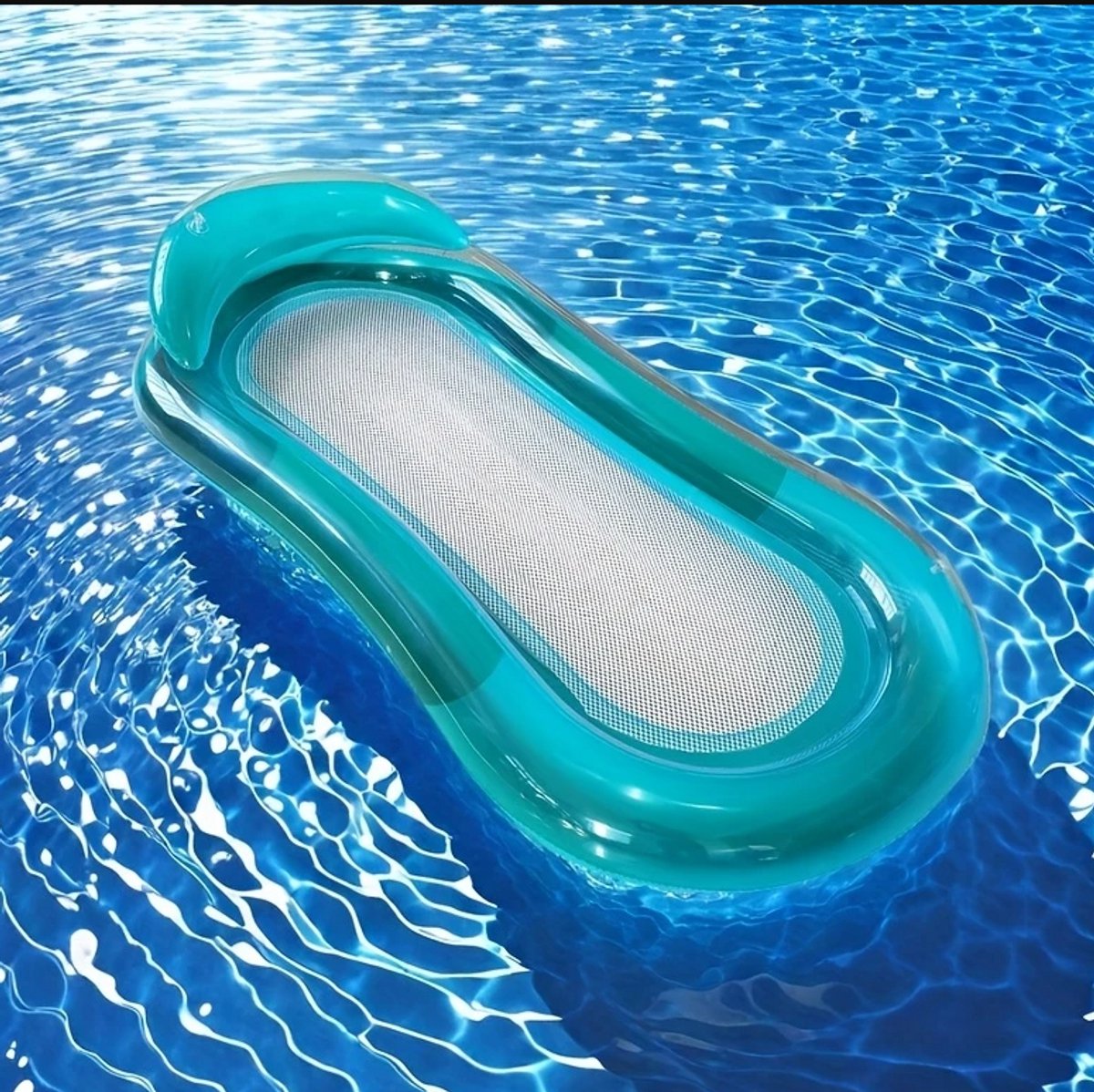 opblaas waterbed waterdrijfstoel voor volwassenen met rugleuning, ideaal voor ontspanning bij het zwembad en stranduitjes. Perfect voor zomerse zwemfeestjes, biedt drijfvermogen en veiligheid. 150cm lang