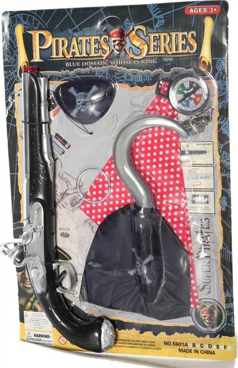 Atixo Kostuum Accessoire Set Pirate Zwart/Grijs