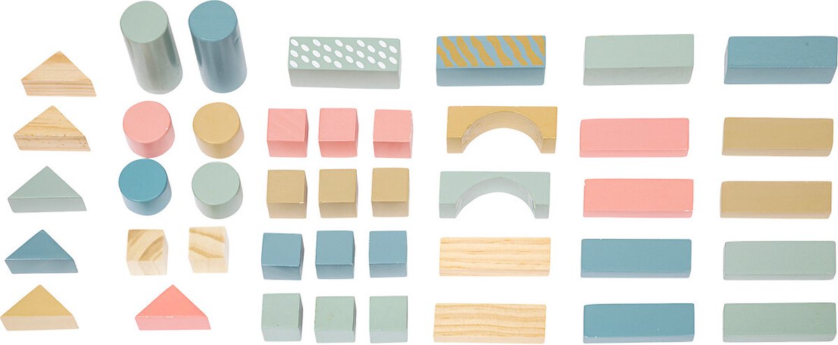 Atmosphera Kids Houten Speelblokken - 50 stuks - 16x15x16cm - Multi