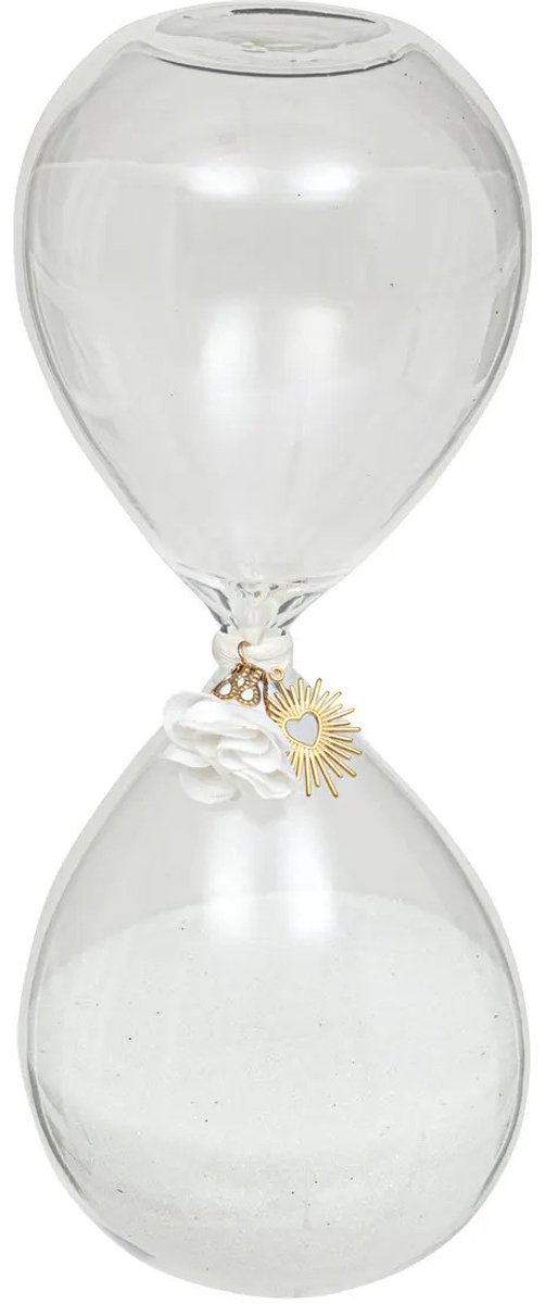     cilinder - decoratie of tijdsmeting - 30 minuten - wit zand - D8 x H20 cm - glas