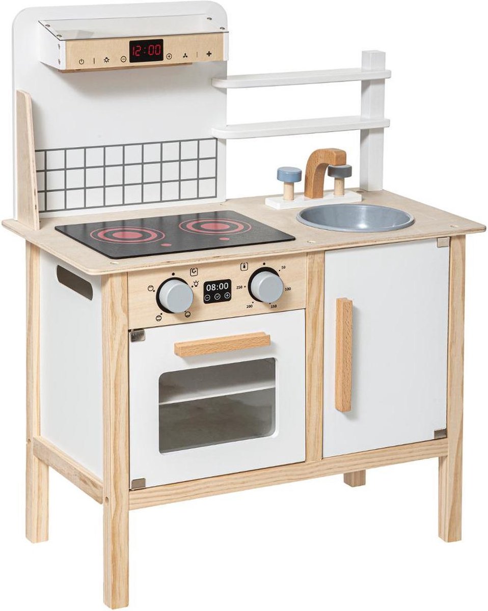   houten keuken - Volledig uitgerust houten keukenimitatiespel - Houten speelgoed