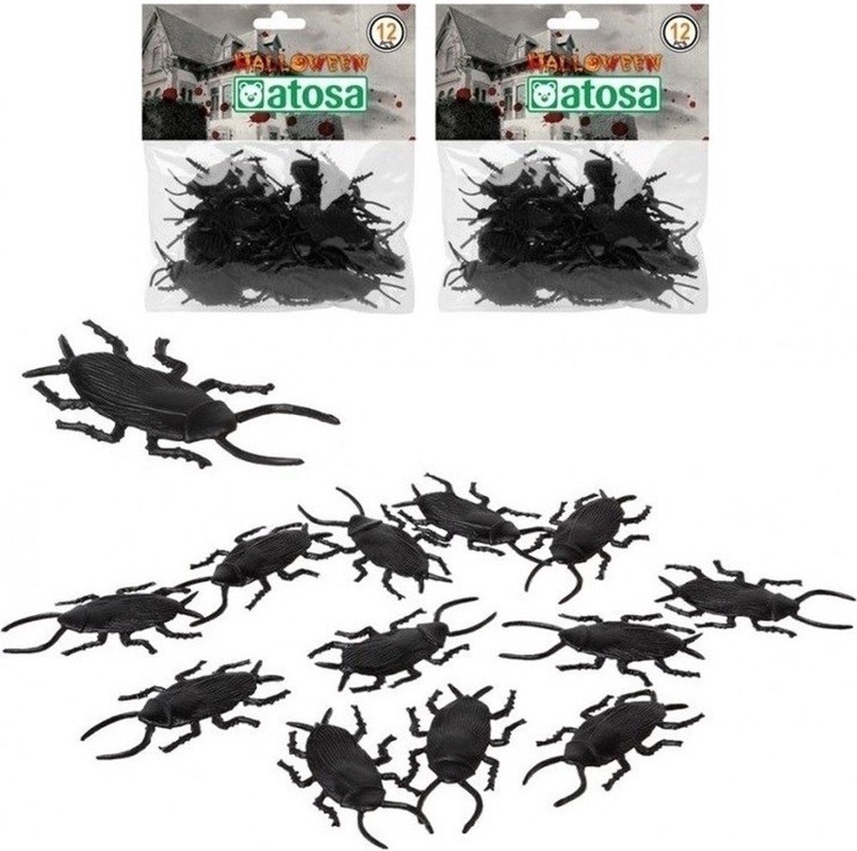 24x Horror decoratie kakkerlakken van plastic 6 cm - Halloween tafel strooi kakkerlakken 24 stuks