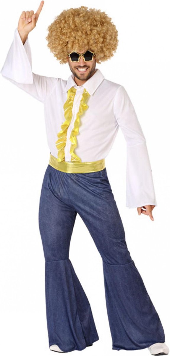 ATOSA - Goudkleurig en jean disco kostuum voor mannen - M / L - Volwassenen kostuums