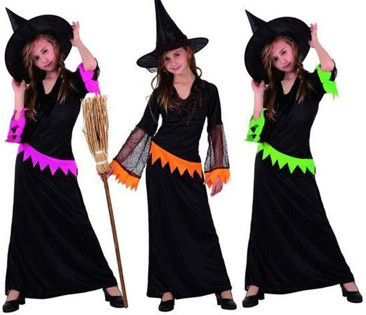 Atosa - Jurk - Heks - Fluor - Assortie - Incl. heksenhoed - mt.104