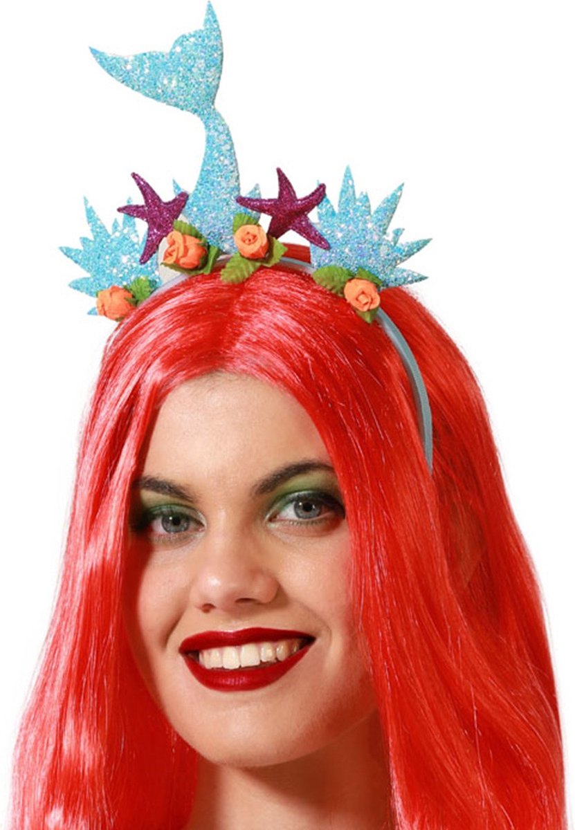 Atosa Atosa Verkleed haarband/hoofdband met maritieme artikelen - meisjes/dames - zeemeermin - Ariel - carnaval - kunststof