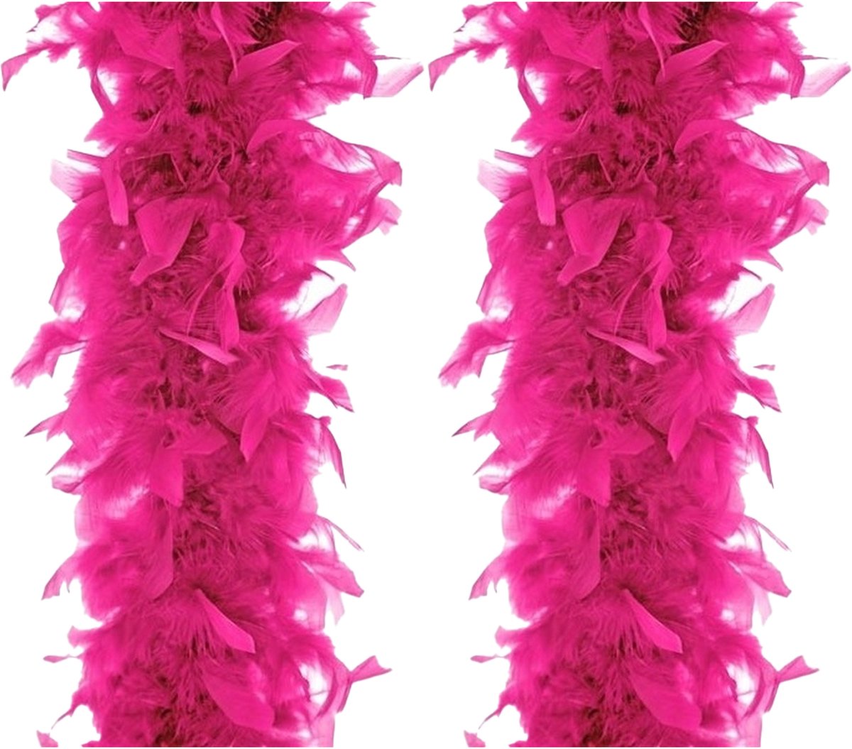 Atosa Carnaval verkleed boa met veren - 2x - fuchsia - 180 cm - 45 gram - Glitter and Glamour