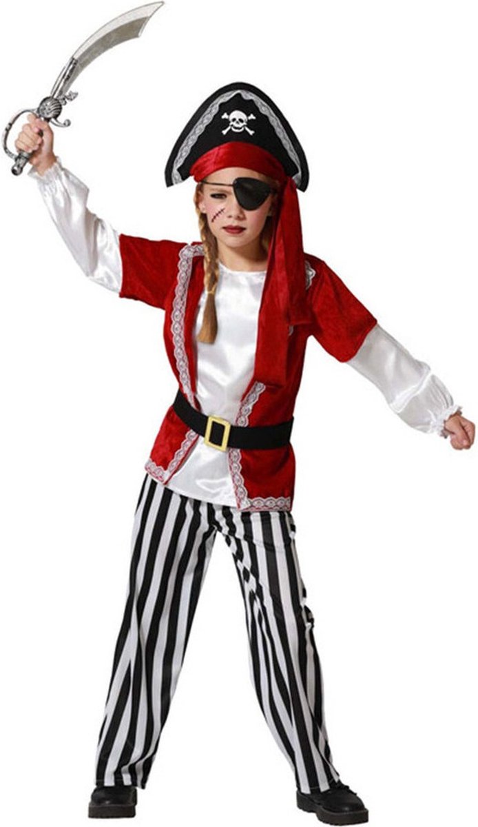 Atosa Piraten/zeerover verkleedkostuum - kinderen - rood - carnaval - 4-delig 140