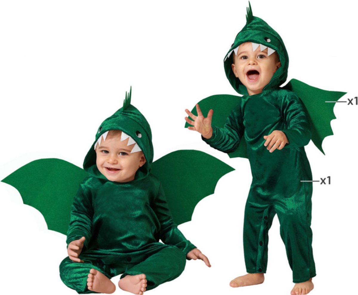 Baby Peuter Groen Drakenpakje - 6-12 maanden