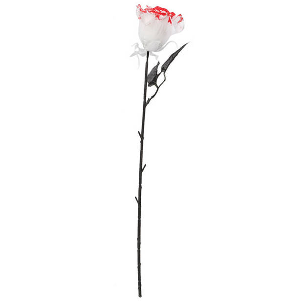 Halloween accessoires bloemen - witte rozen met bloedspetters - 50 cm - Verkleedattributen