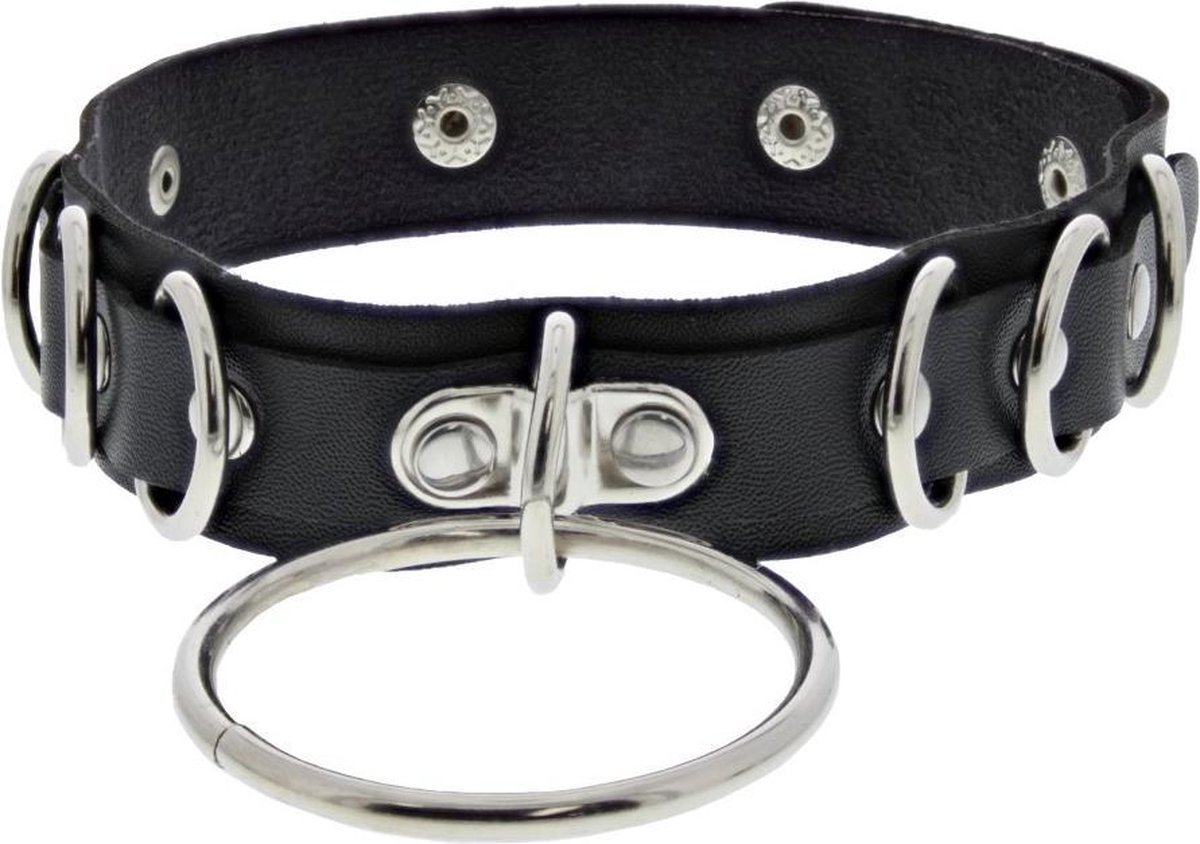 Attitude Holland Choker Large Ring with Half Circle Rings Zwart