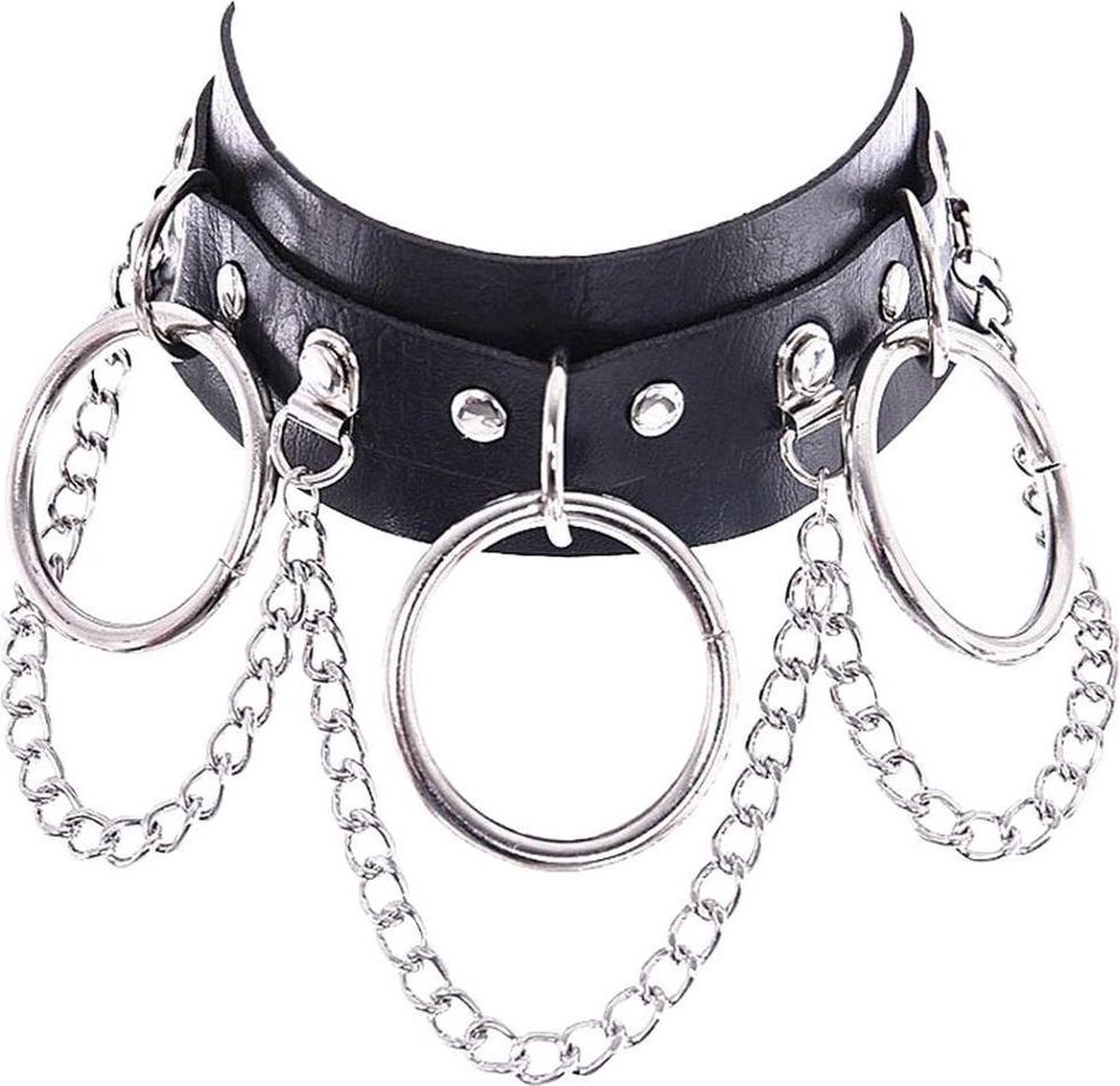 Attitude Holland Choker with Rings and Chain Zwart