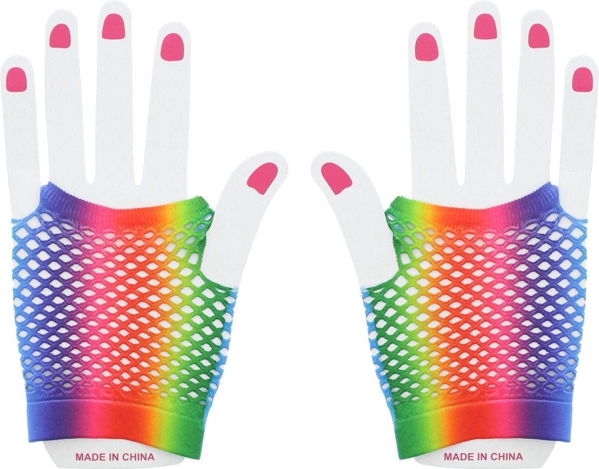Attitude Holland Handschoenen Short Rainbow Fishnet Regenboog