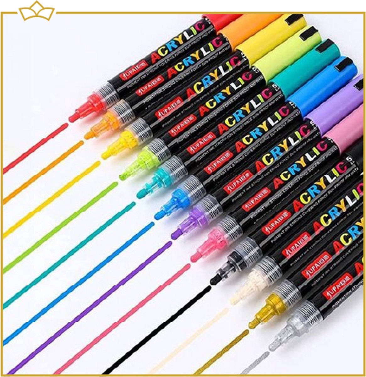 ATTREZZO® Acrylstiften - Markers - Verfstiften - Acrylverf - 4mm tip - Set van 12