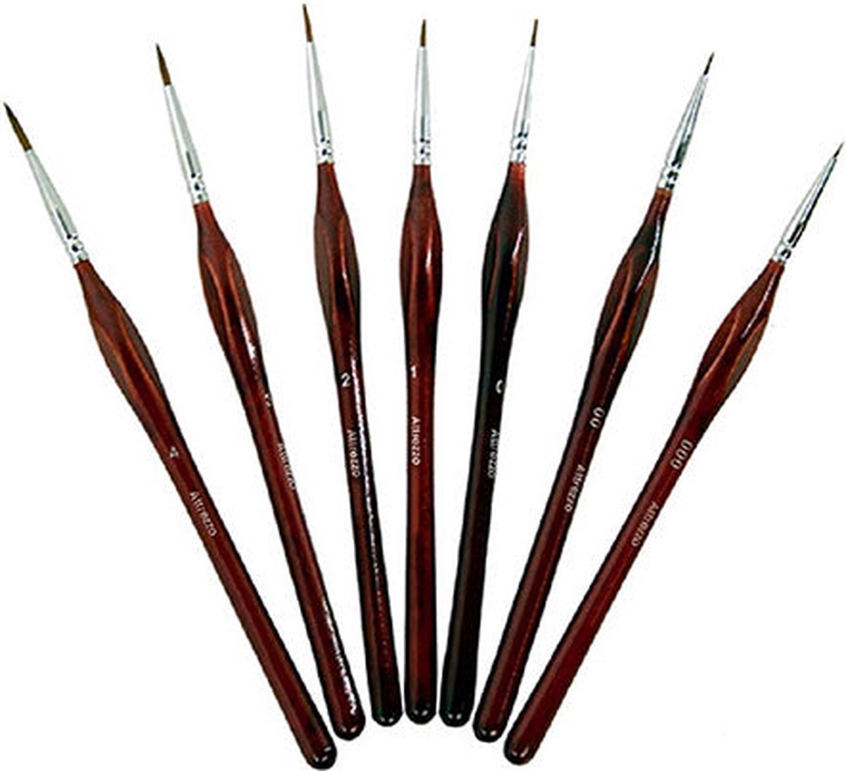 ATTREZZO® set van 7 penselen met Marterhaar - Penselen speciaal voor Schilderen op Nummers - Schilderen - Verven - DIY