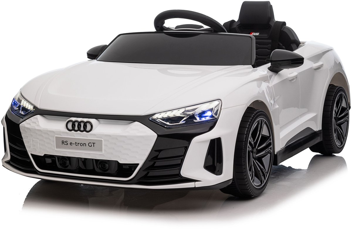 Audi RS e-tron GT Elektrische Kinderauto – 12V Accu Auto – 1-zits – Wit – Met Afstandsbediening, LED Verlichting, Kunstleren Zitting & EVA Rubberen Banden