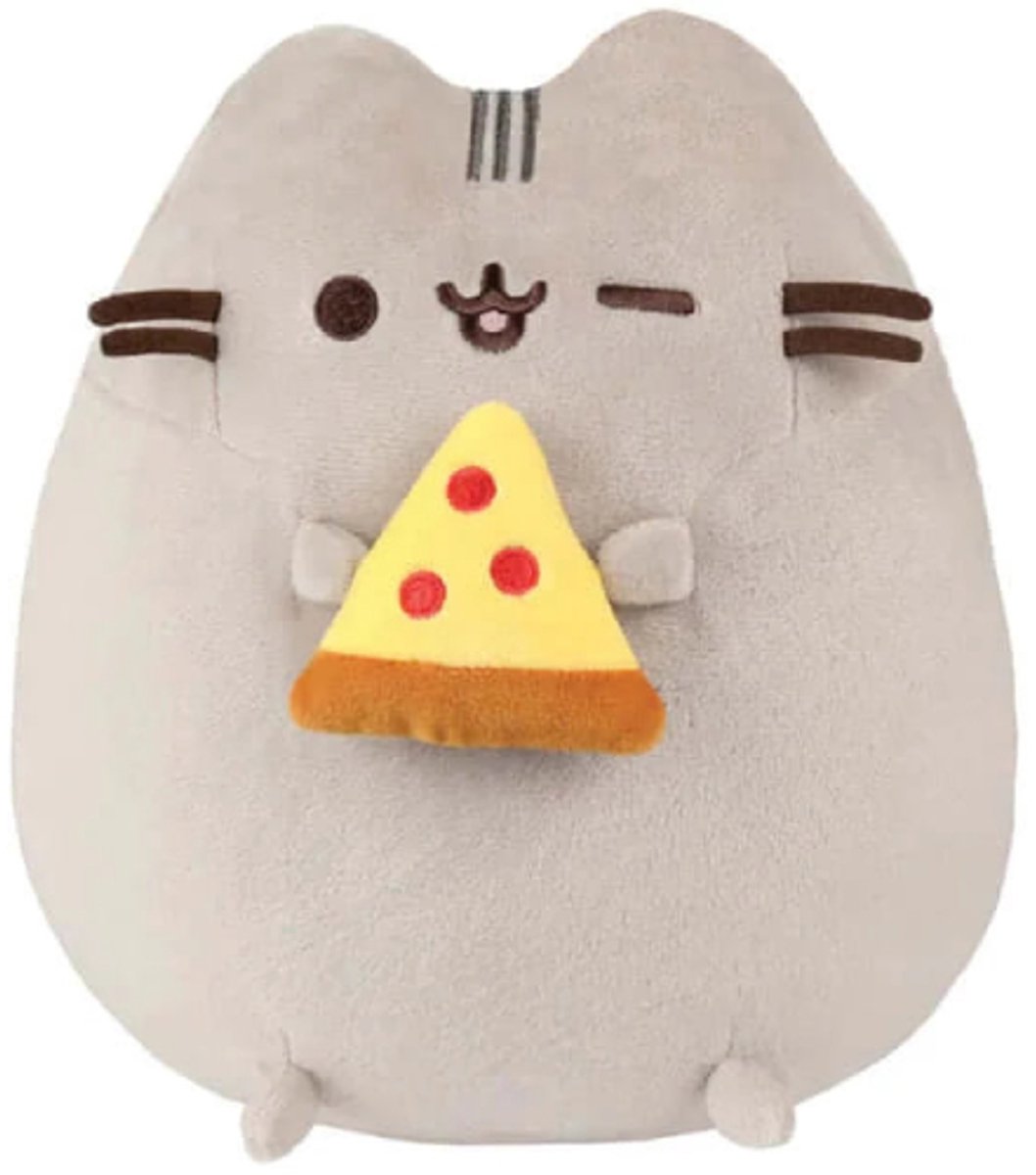 Pusheen met Pizza Pluche Knuffel Grijze Kat 25 cm
