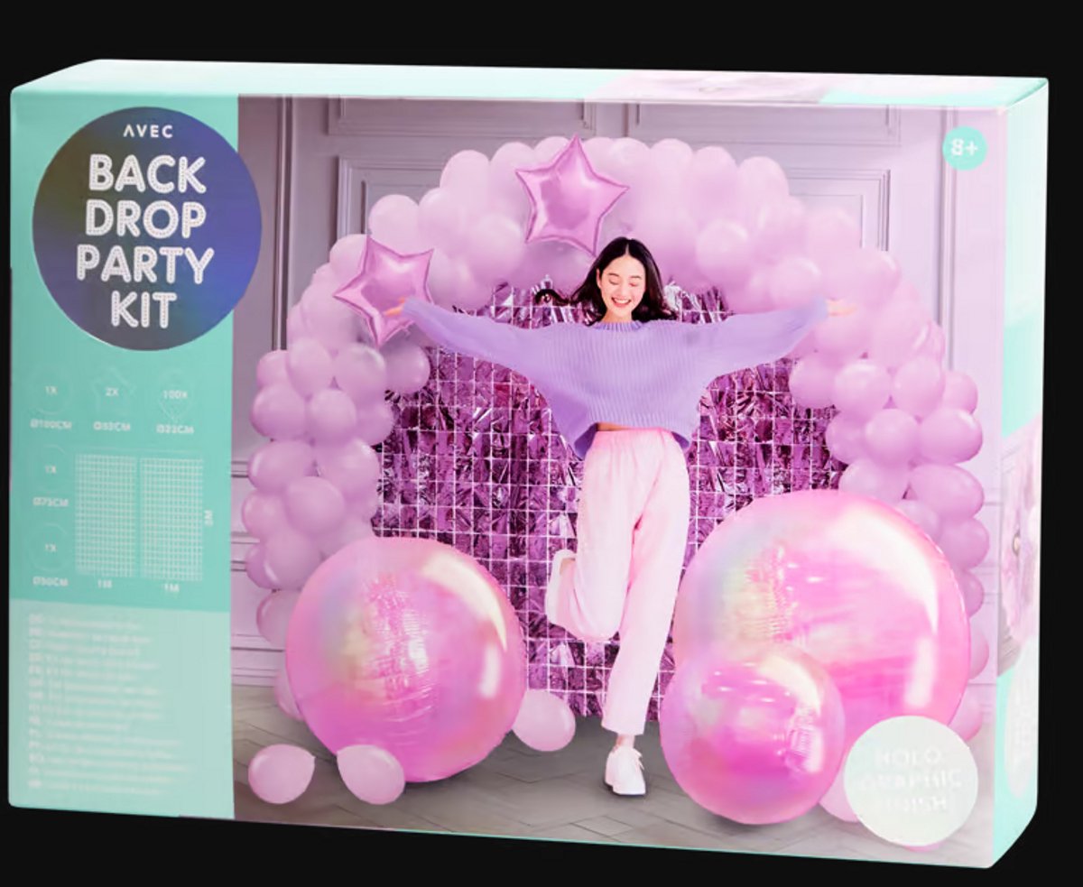 Back drop party kit - Ballonenboog - Holo Graphic finish - 107 delig - Lila