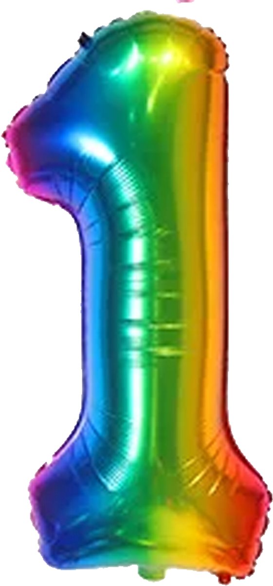 CIJFERBALLON 1 MULTICOLOR -86CM - VERJAARDAG BALLON 1