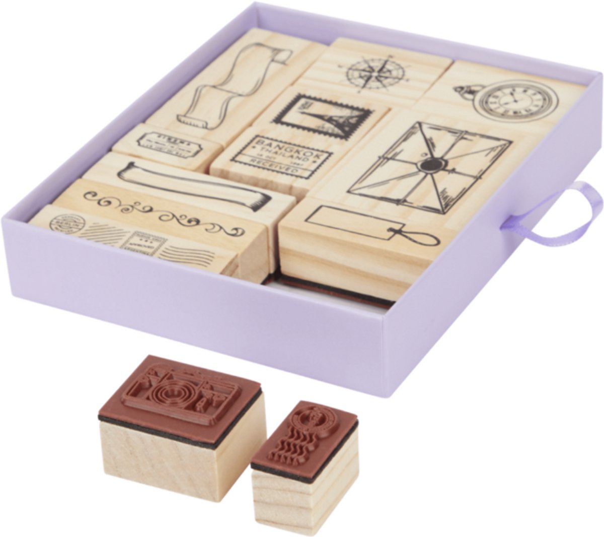 AVEC Wooden Stamp Set Vintage Travels
