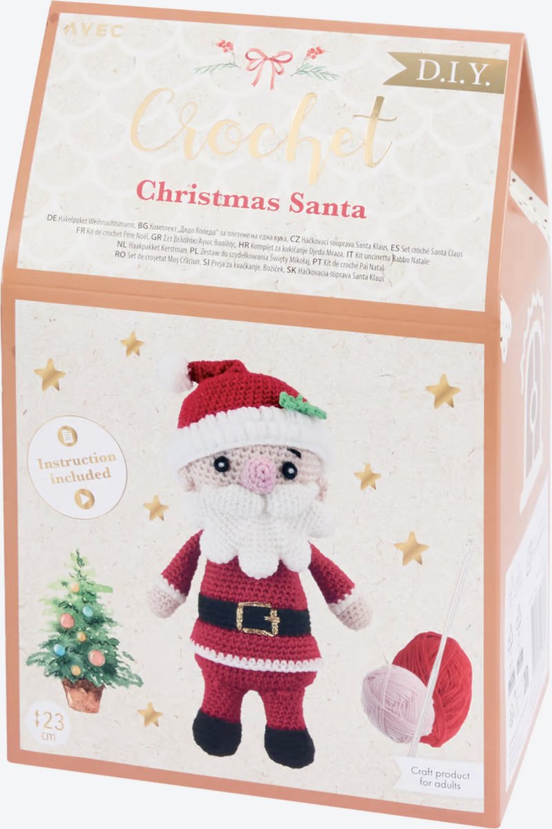 Avec kerstfiguur haakpakket Kerstman - Santa Clause - DIY - knutselen - haken