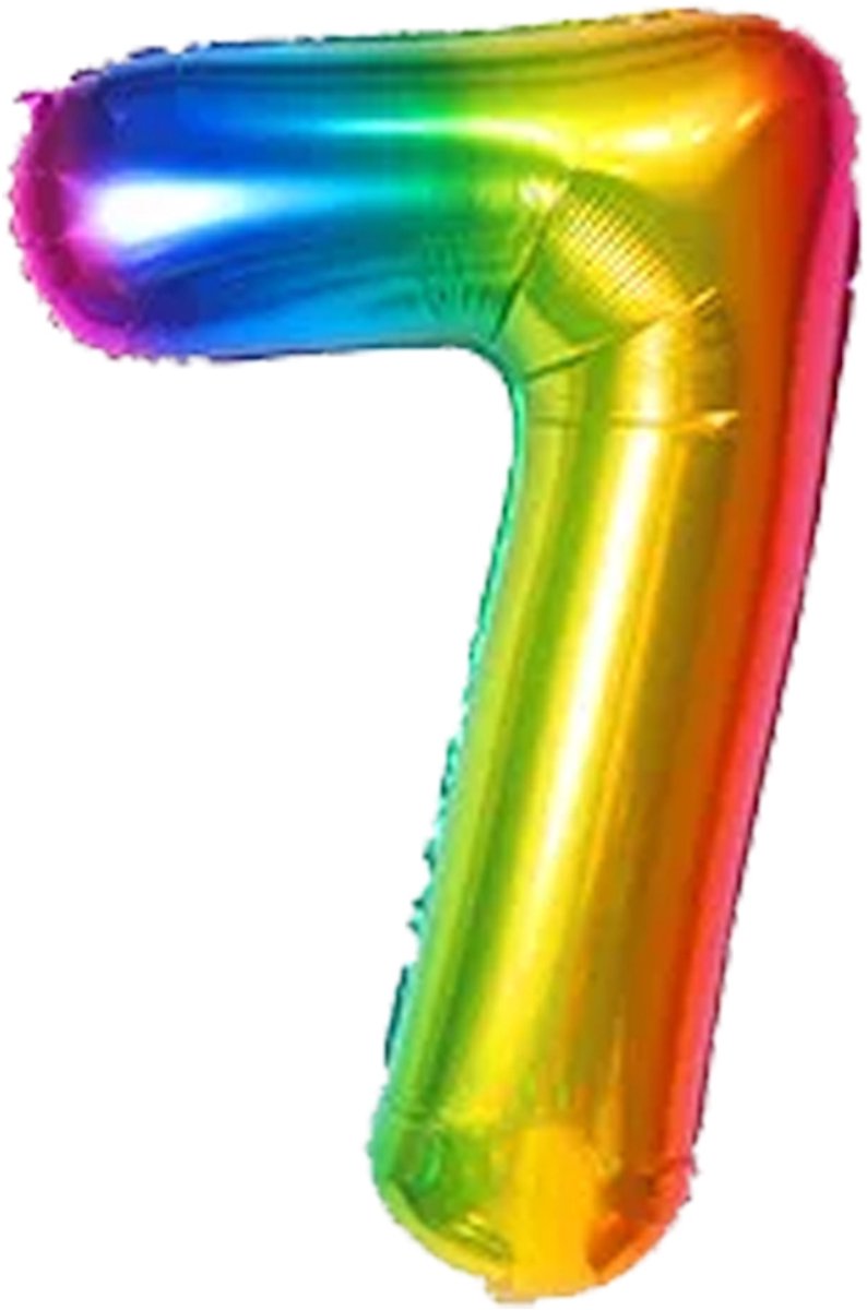 CIJFER BALLON 7 MULTI COLOR 86CM - NUMMER 7 BALLON - VERJAARDAG BALLON 7 GEKLEURD