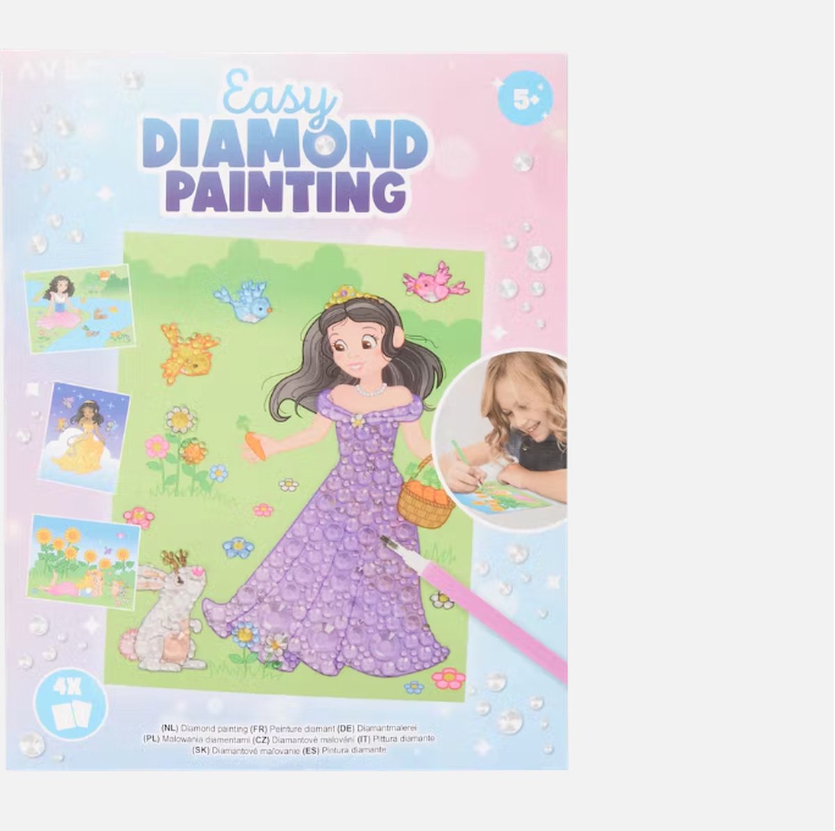 Diamond painting set - Avec - Knutselen - Tekenen - plakken - Prinsessen - 5+ - 4 stuks - Diamond paint.