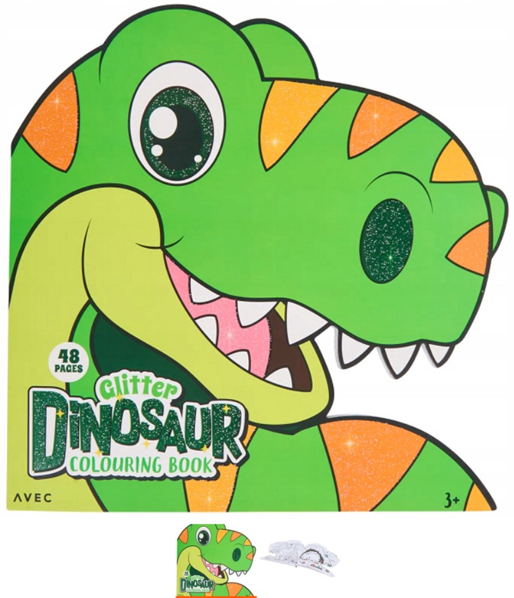 Kleurboek Dino met glitter 48 pagina