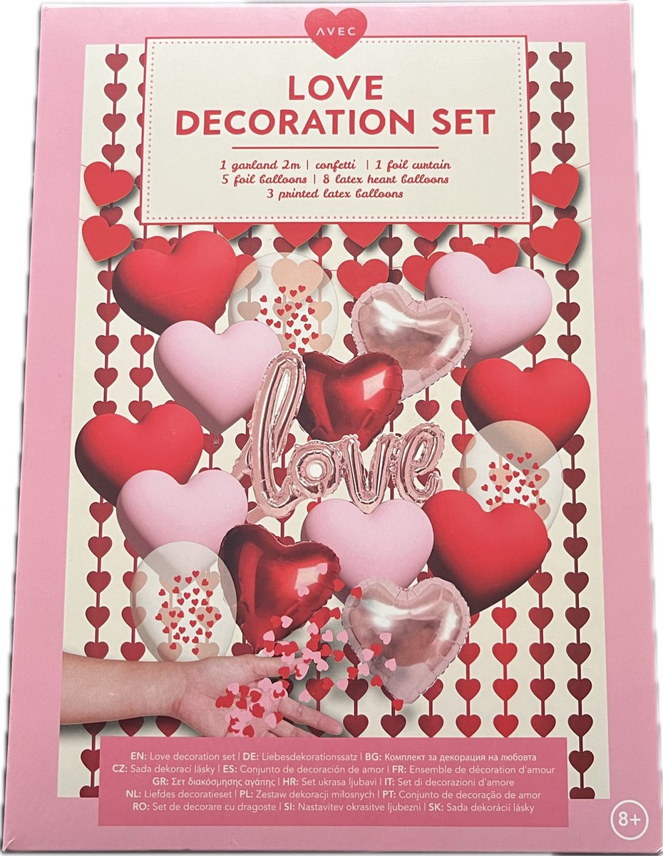 Love Decoration Set valentijns ballonnen set met hartjes guirlande