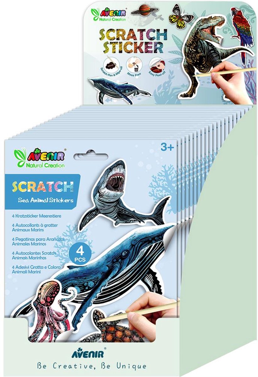 Avenir museum en kunst zeedieren scratch stickers creatief speelgoed.
